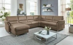 meinSofa Wohnlandschaft mit Boxspringpolsterung Donald | Mandel (Braun) rechts ohne