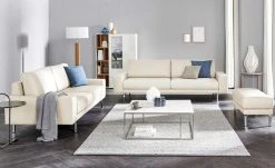 hülsta Sofa Sofabank aus Leder HS 450 | Perlweiß 220|cm