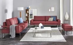 hülsta Sofa Sofabank aus Leder HS 450 | Purpurrot 220|cm