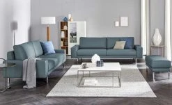 hülsta Sofa Sofabank aus Leder HS 450 | Blaugrau 220|cm