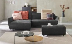 hülsta Sofa Ecksofa Leder HS 480 | Schwarzgrau links