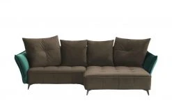 Ecksofa Crease | Braun / Dunkelgrün rechts