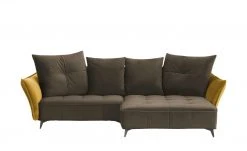 Ecksofa Crease | Braun / Currygelb rechts