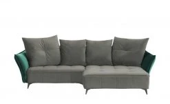 Ecksofa Crease | Grau / Dunkelgrün rechts