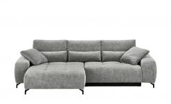 bobb Ecksofa mit Boxspringpolsterung Filis de Luxe | AquaClean-Webstoff (Pascha) Melange (Grau) links Schwarz