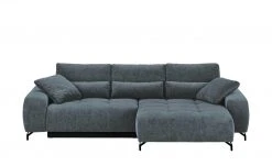 bobb Ecksofa mit Boxspringpolsterung Filis de Luxe | AquaClean-Webstoff (Pascha) Graublau rechts Schwarz