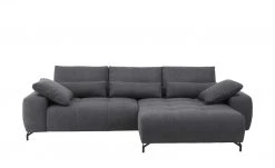 bobb Ecksofa mit Boxspringpolsterung Filis de Luxe | Webstoff (Nachhaltig) Stone (Grau) rechts Schwarz