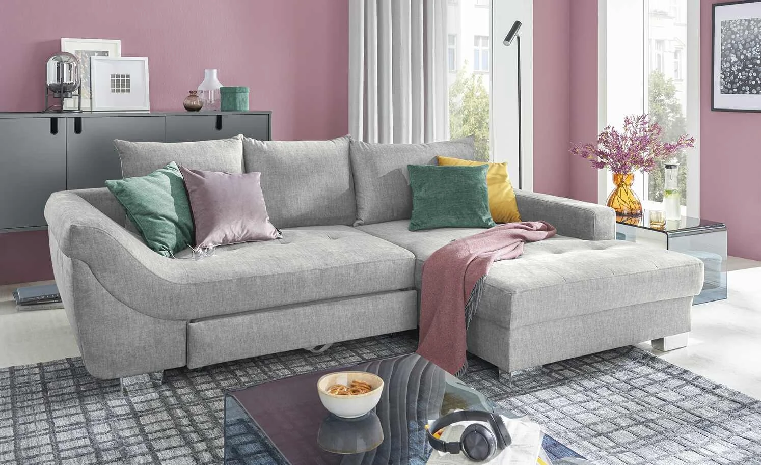 bobb Ecksofa Melody | Silbergrau Mikrofaser rechts 3 bobb Ecksofa Melody | Silbergrau Mikrofaser rechts