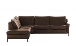 Wohnwert Ecksofa Leder Yola | Brown (Dunkelbraun) links ohne