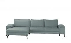 Wohnwert Ecksofa Leder Kalea | Steel (Blau-Grau) links ohne