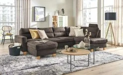 uno Wohnlandschaft mit Schlaffunktion Vito | Dunkelbraun rechts Erweiterte Funktion