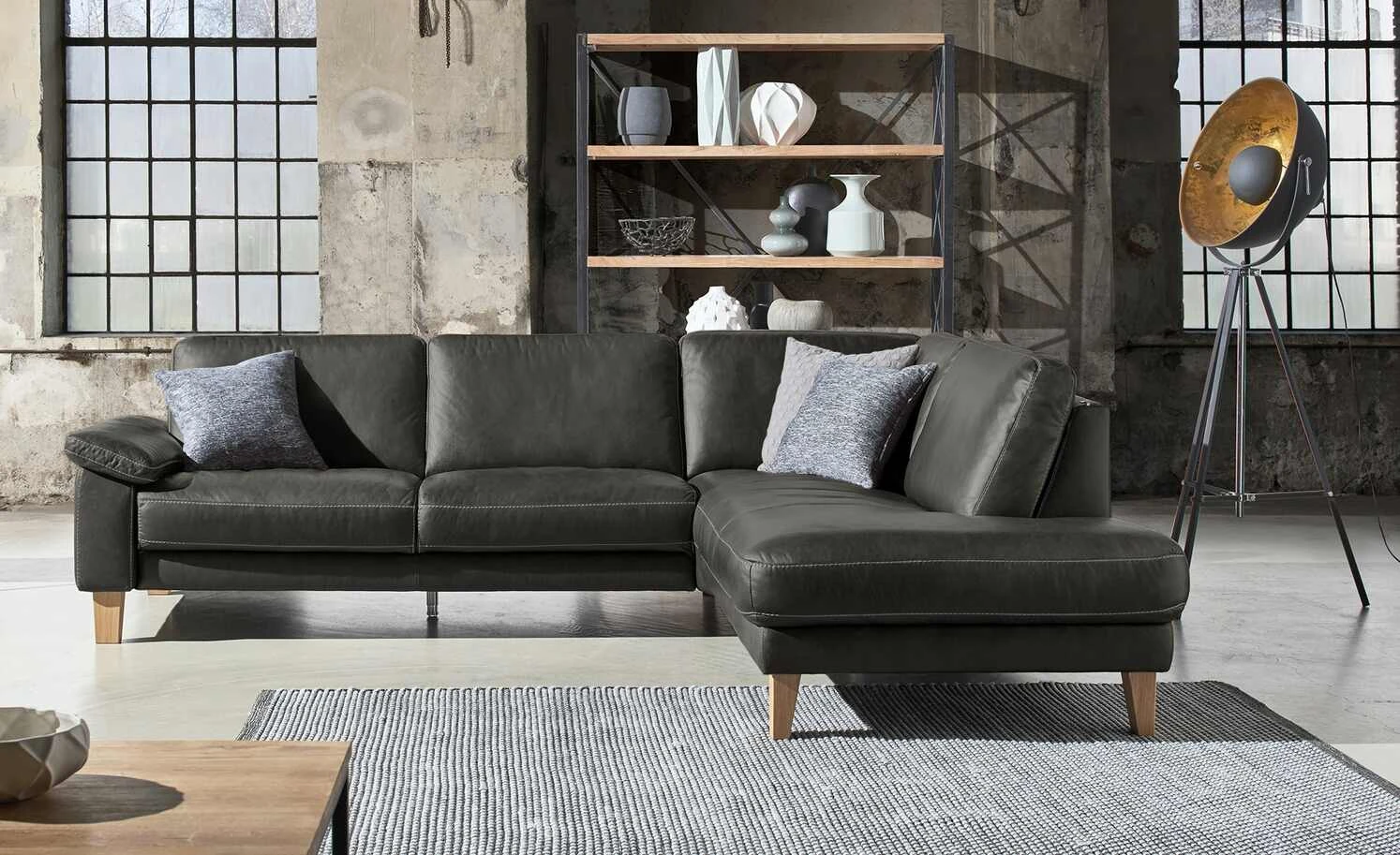 Ravensberger Werkstätten Ecksofa Leder Domino | Graphite (Dunkelgrau) rechts 3 Ravensberger Werkstätten Ecksofa Leder Domino | Graphite (Dunkelgrau) rechts