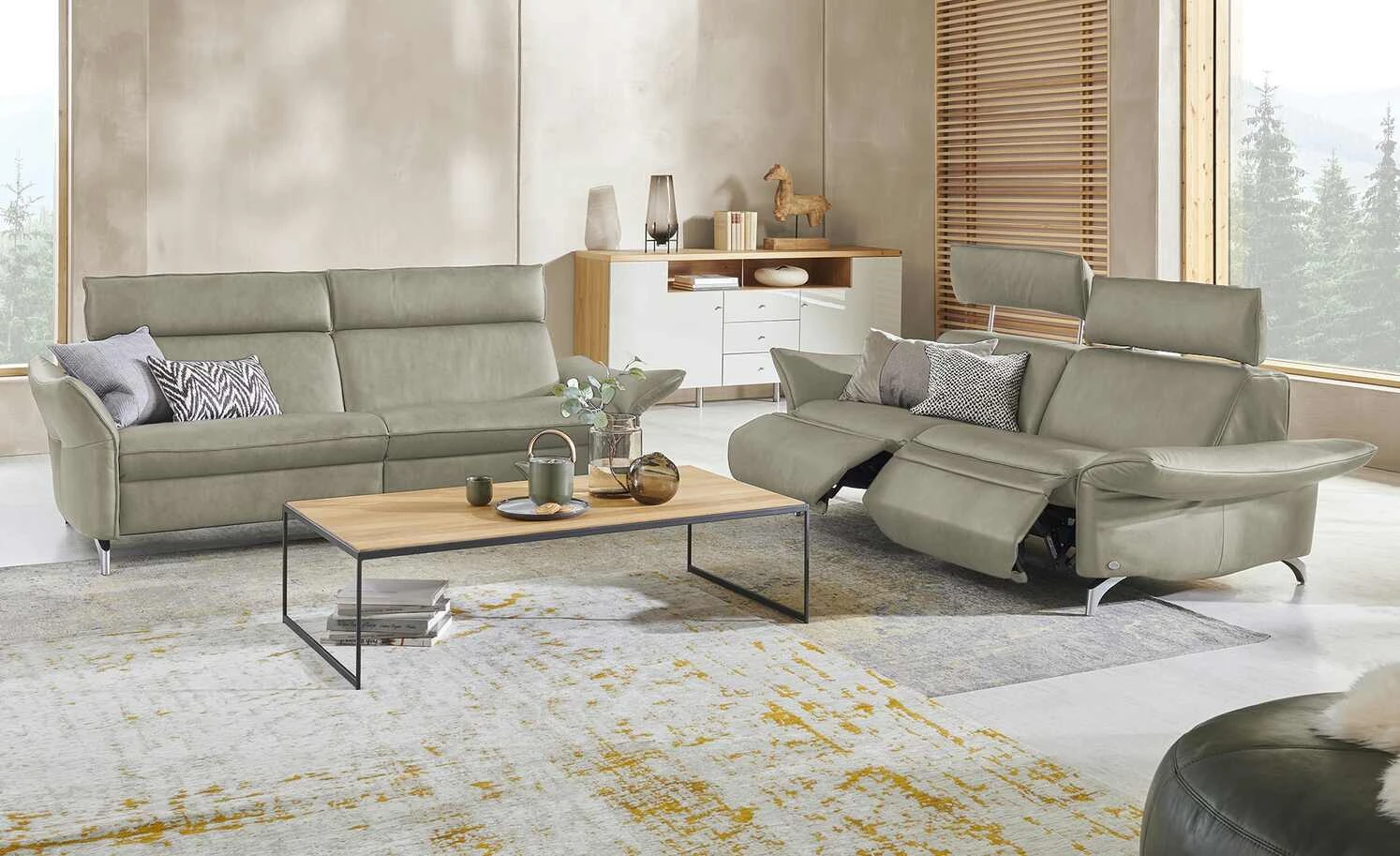 himolla Ledersofa 1926 | Grau (Hellgrau) Grundfunktion 3 himolla Ledersofa 1926 | Grau (Hellgrau) Grundfunktion