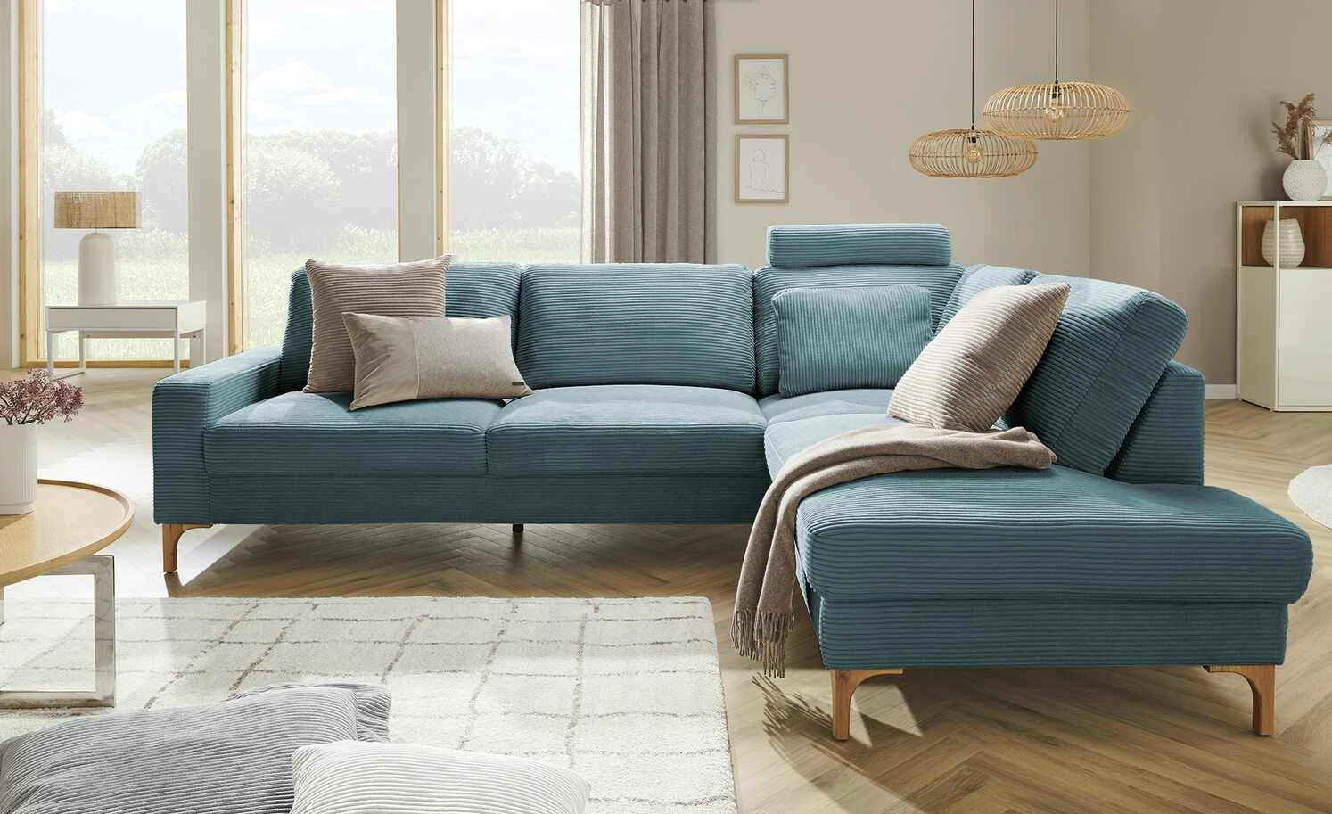 VIVA Cord-Sofa Capa | Petrol rechts 3 VIVA Cord-Sofa Capa | Petrol rechts