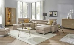 uno Wohnlandschaft Avola | Hellgrau (Beige-Grau) links Erweiterte Funktion