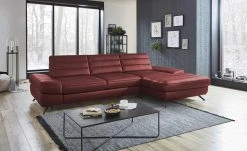 meinSofa Ecksofa Bela | Barolo (Dunkelrot) rechts ohne