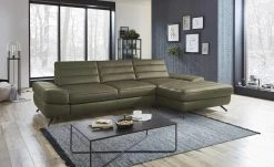 meinSofa Ecksofa Bela | Leaf (Grün-Braun) rechts ohne