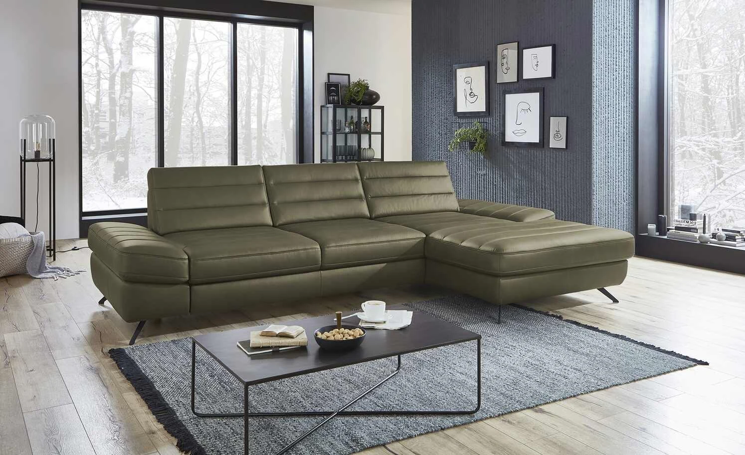 meinSofa Ecksofa Bela | Leaf (Grün-Braun) rechts ohne 3 meinSofa Ecksofa Bela | Leaf (Grün-Braun) rechts ohne