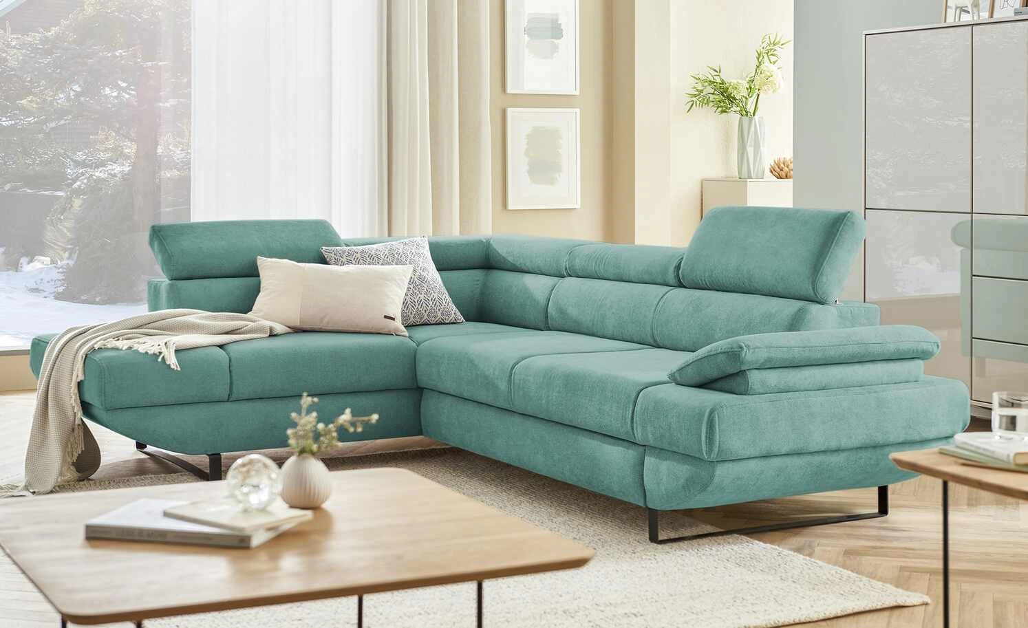 switch Ecksofa Gio | Türkis links Grundfunktion 3 switch Ecksofa Gio | Türkis links Grundfunktion