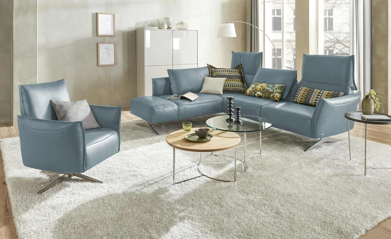 KOINOR Ecksofa Leder Vineto | Fjord (Blau-Grau) links 3 KOINOR Ecksofa Leder Vineto | Fjord (Blau-Grau) links