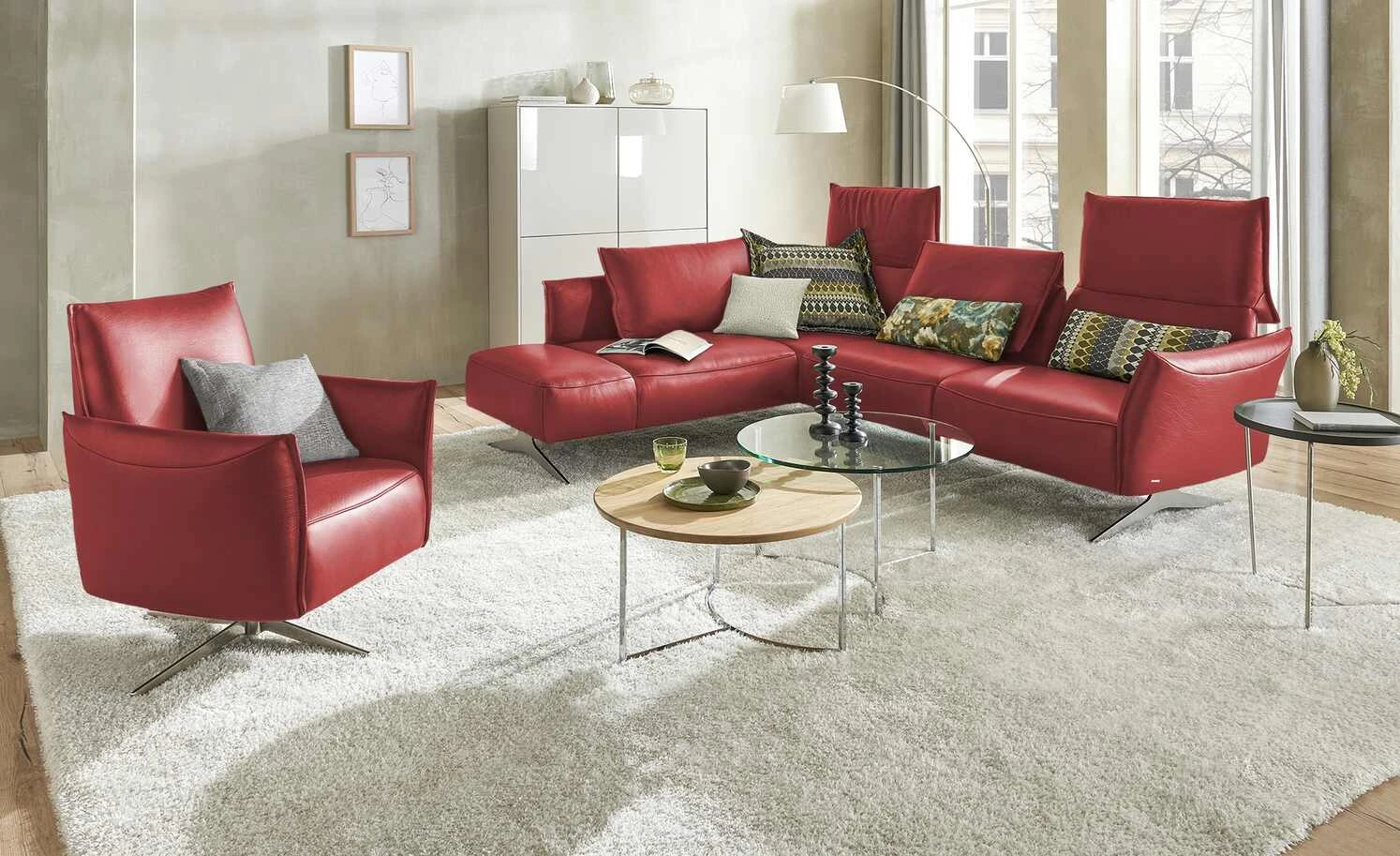 KOINOR Ecksofa Leder Vineto | Flame (Rot) links 3 KOINOR Ecksofa Leder Vineto | Flame (Rot) links