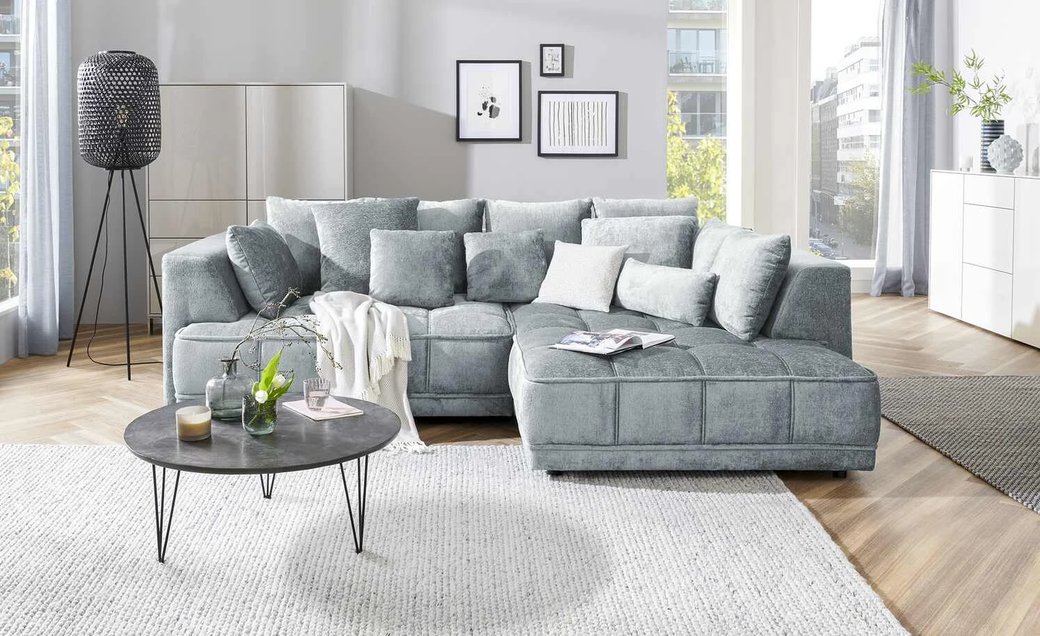 switch Ecksofa Tiga | Blau-Grau rechts ohne 3 switch Ecksofa Tiga | Blau-Grau rechts ohne