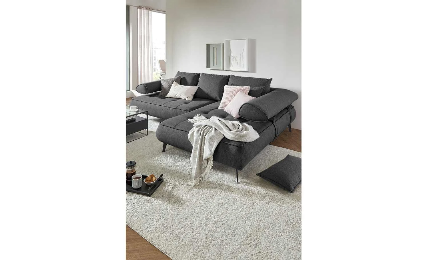 switch Ecksofa Seledo | Schwarz (Schwarz-Weiß) rechts ohne 3 switch Ecksofa Seledo | Schwarz (Schwarz-Weiß) rechts ohne