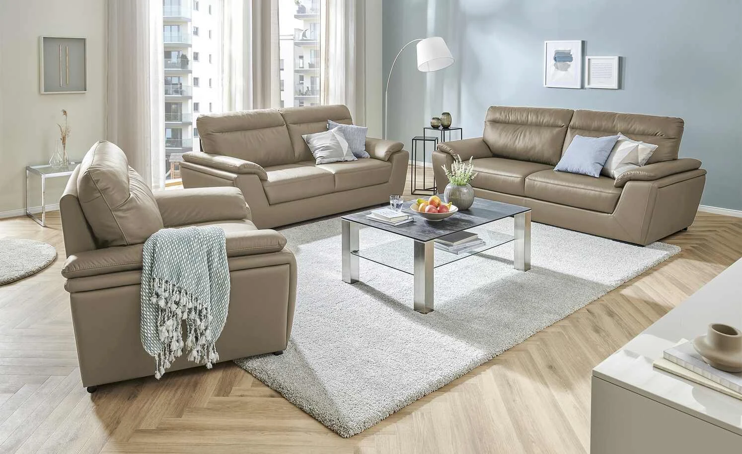 uno Ledersofa Brandy II | Stone (Braun-Grau) 2 3 uno Ledersofa Brandy II | Stone (Braun-Grau) 2