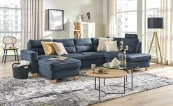 uno Wohnlandschaft mit Schlaffunktion Vito | Dunkelblau rechts ohne