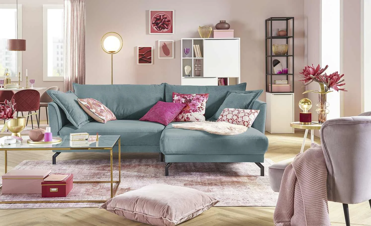 bobb Ecksofa Yolanda | Blaugrau rechts Mikrofaser 3 bobb Ecksofa Yolanda | Blaugrau rechts Mikrofaser