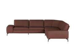 W.SCHILLIG Ecksofa Leder Valentinoo | Rot-Braun 298|cm 298|cm