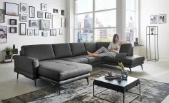 meinSofa Wohnlandschaft Mike | Anthrazit (Schwarz) rechts ohne