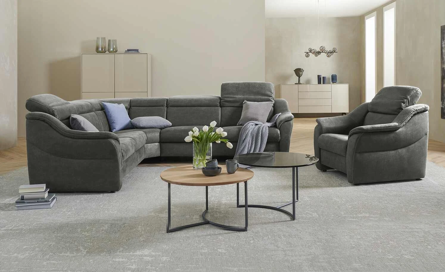 himolla Ecksofa 9707 | Anthrazit (Grau) links Grundfunktion 3 himolla Ecksofa 9707 | Anthrazit (Grau) links Grundfunktion