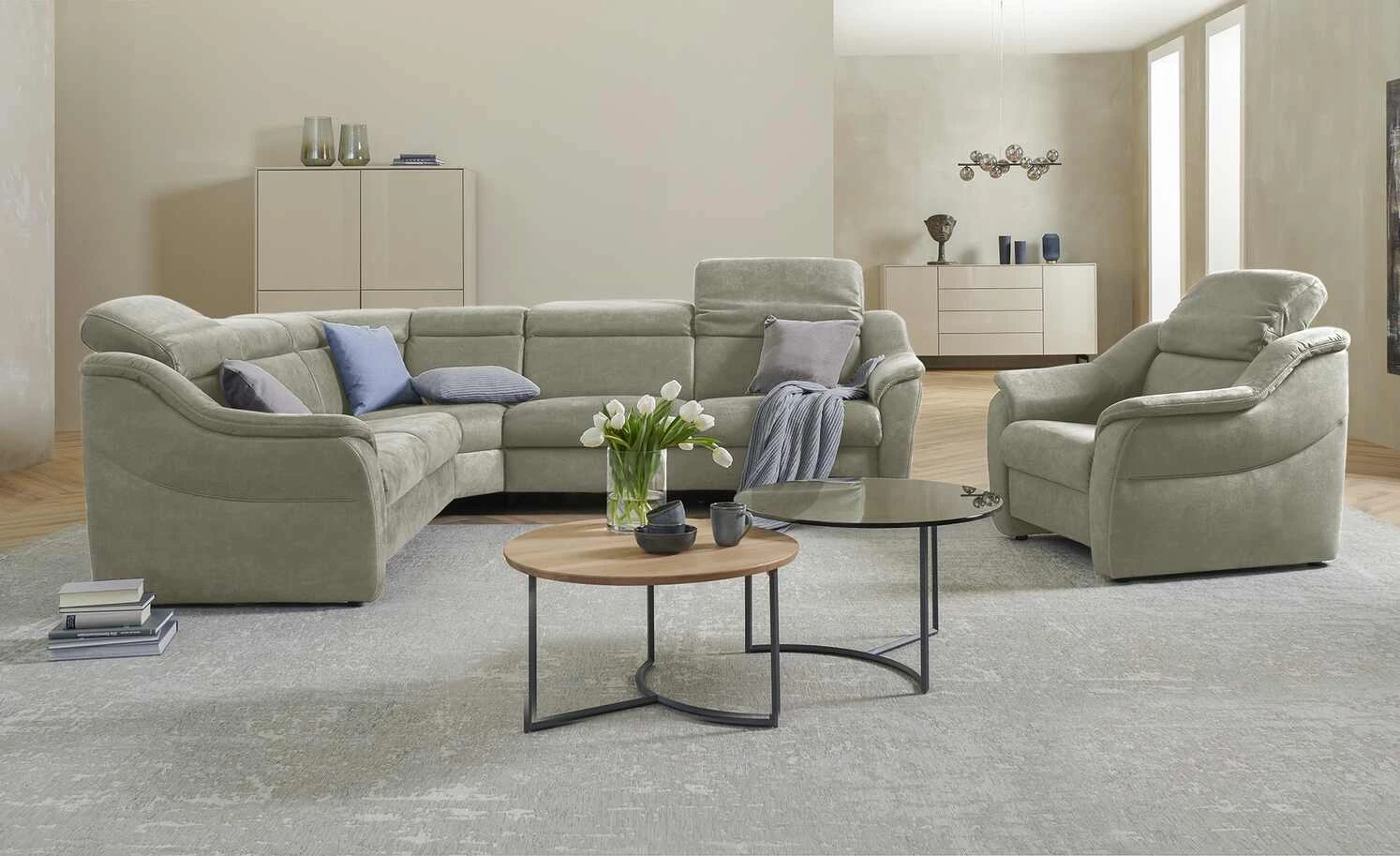 himolla Ecksofa 9707 | Asche (Hellgrau) links Grundfunktion 3 himolla Ecksofa 9707 | Asche (Hellgrau) links Grundfunktion