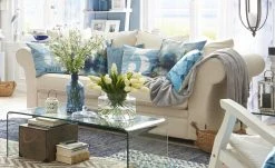 Landhaus-Sofa weiß - Flachgewebe Olivia | Weiß 3